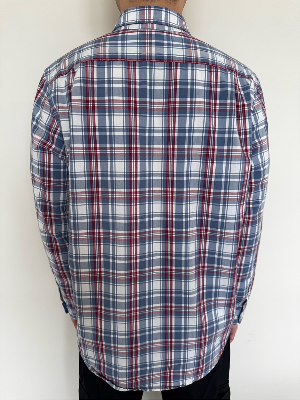 George Red, Blue and White Plaid Long-Sleeve Shirt